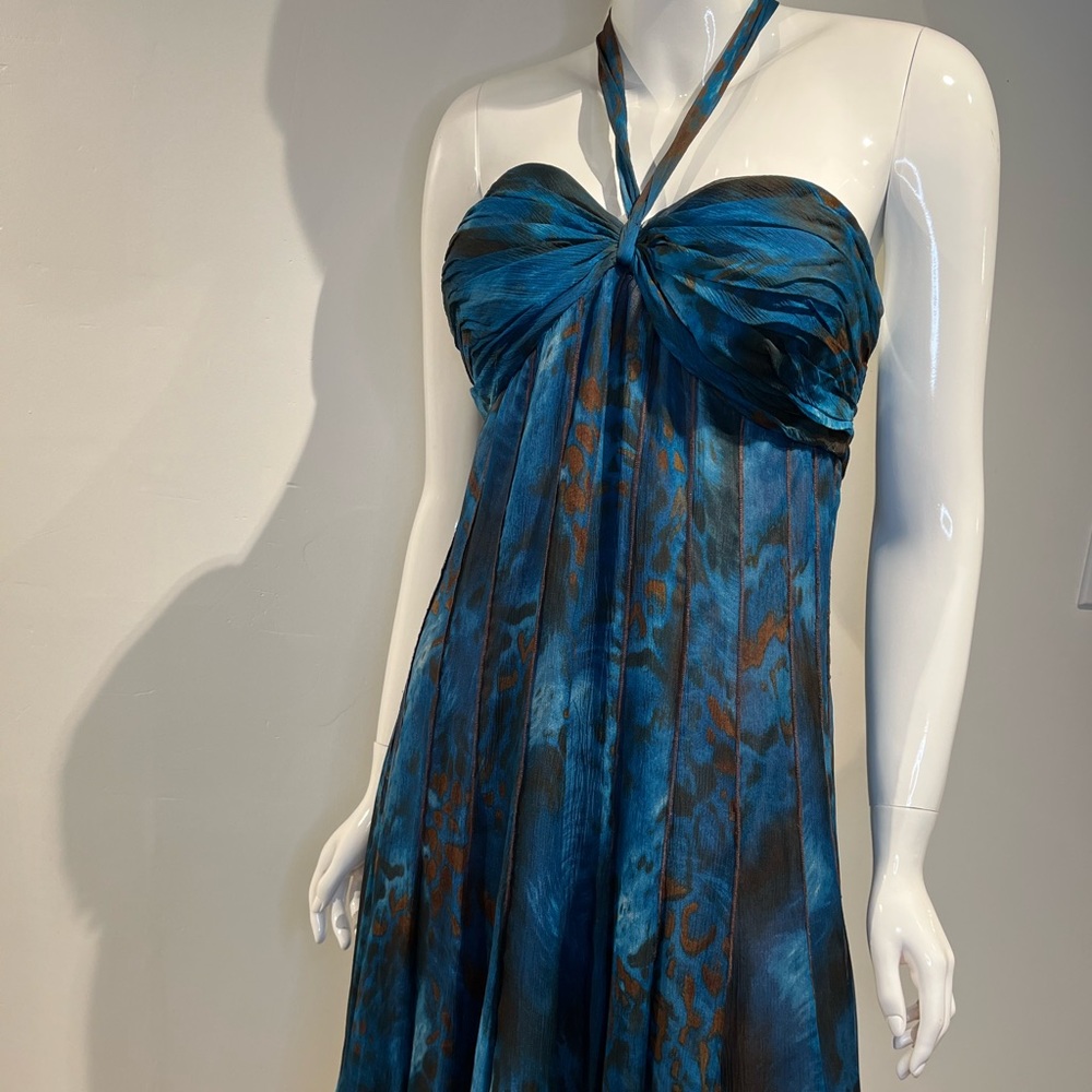 Teri Jon,size 10 Leopard Midi Dress. Excellent Condition Blue Halter/Backless